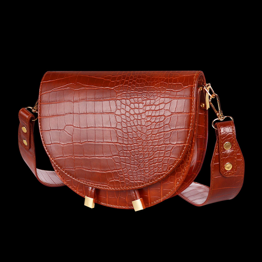 Buylor Women Luxury Shoulder Bags Crocodile Pattern Handbag Female Crossbody Bag Half Round Pu Leather Messenger Bag