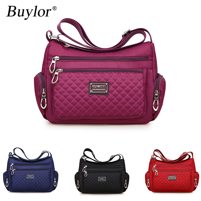 Buylor Women'S Crossbody Bag Waterproof Nylon Shoulder Messenger Bags Casual  Top-Handle Ladies Handbag  Rhomboid Travel Tote