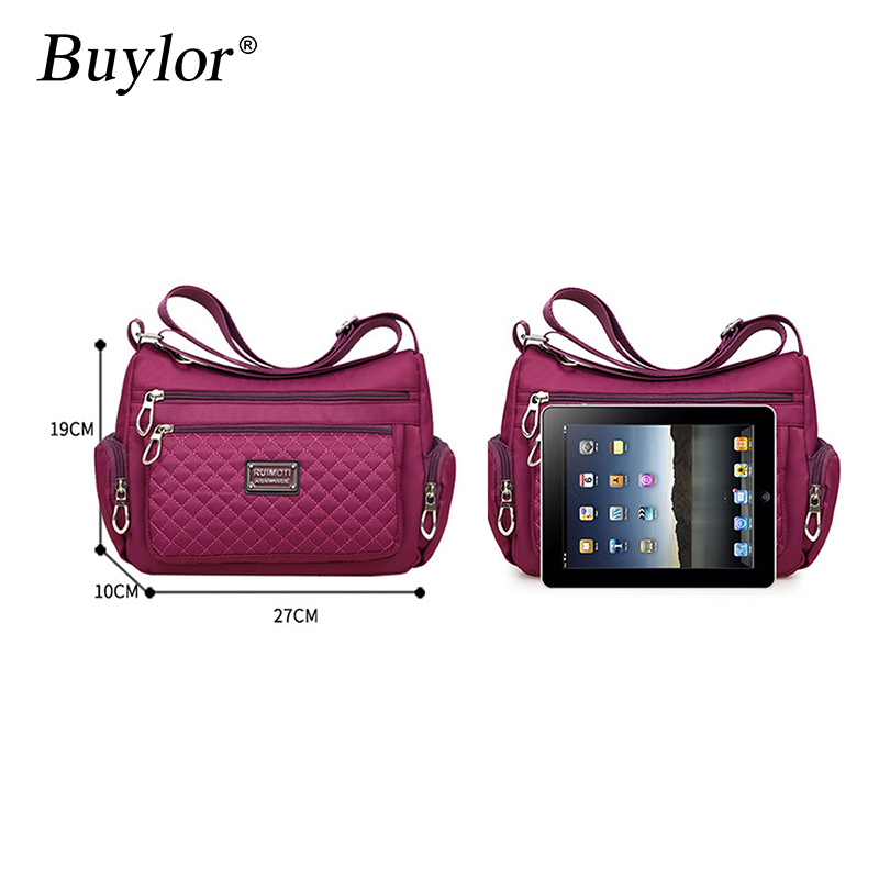 Buylor Women'S Crossbody Bag Waterproof Nylon Shoulder Messenger Bags Casual  Top-Handle Ladies Handbag  Rhomboid Travel Tote