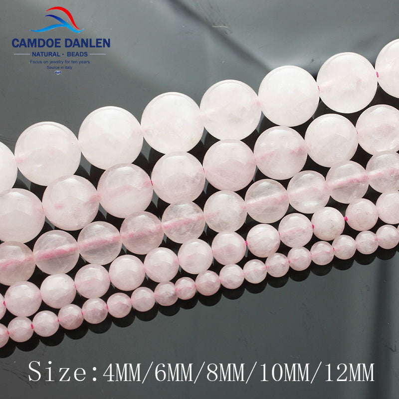 Camdoe Danlen Light Natural Stone Rose Pink Quartz Rock Crystal Beads 4/6/8/10/12/14Mm Fit Diy Seed Beads For Jewelry Making