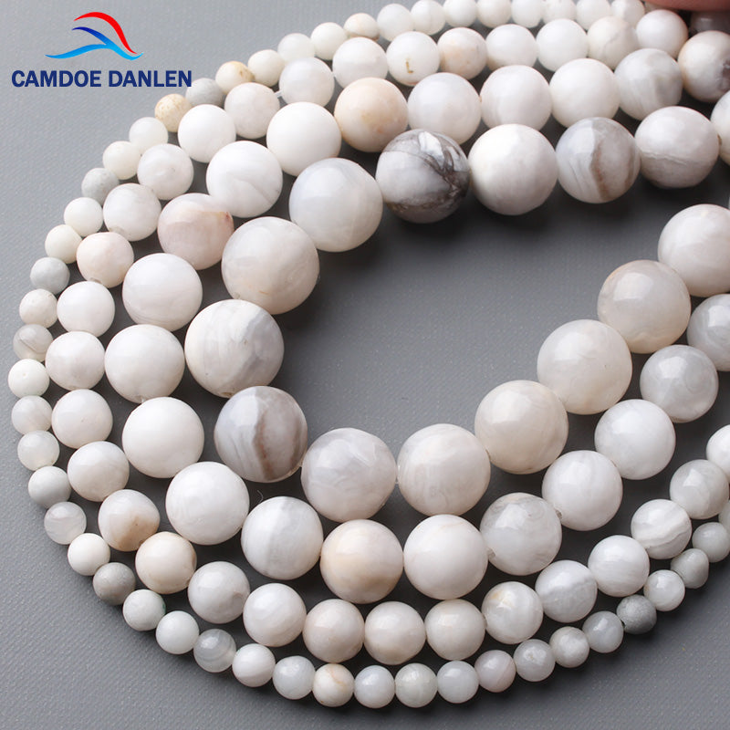 Camdoe Danlen Natural Stone Beads White Crazy Agates Round Loose Beads 4 6 8 10 Mm Fit Diy Fashion Jewelry Making Accessories