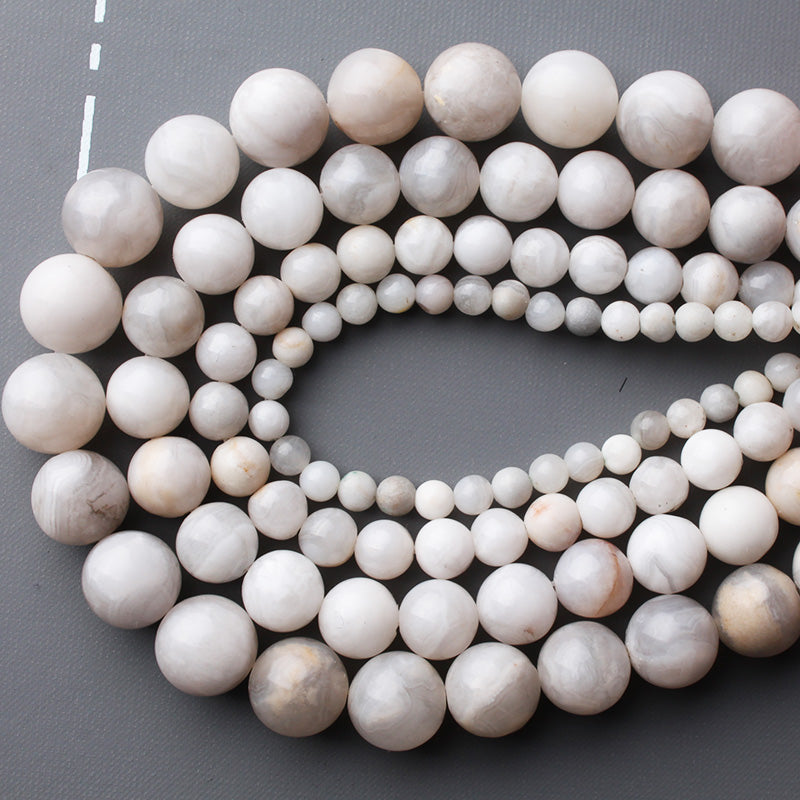 Camdoe Danlen Natural Stone Beads White Crazy Agates Round Loose Beads 4 6 8 10 Mm Fit Diy Fashion Jewelry Making Accessories
