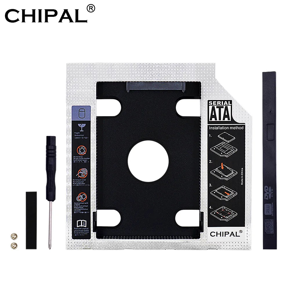 Chipal 2020 Aluminum Plastic 9.5/12.7Mm Sata 3.0 2.5" Universal Hdd Caddy Case Enclosure Adapter Dvd Hdd Hard Box For Cd Optibay