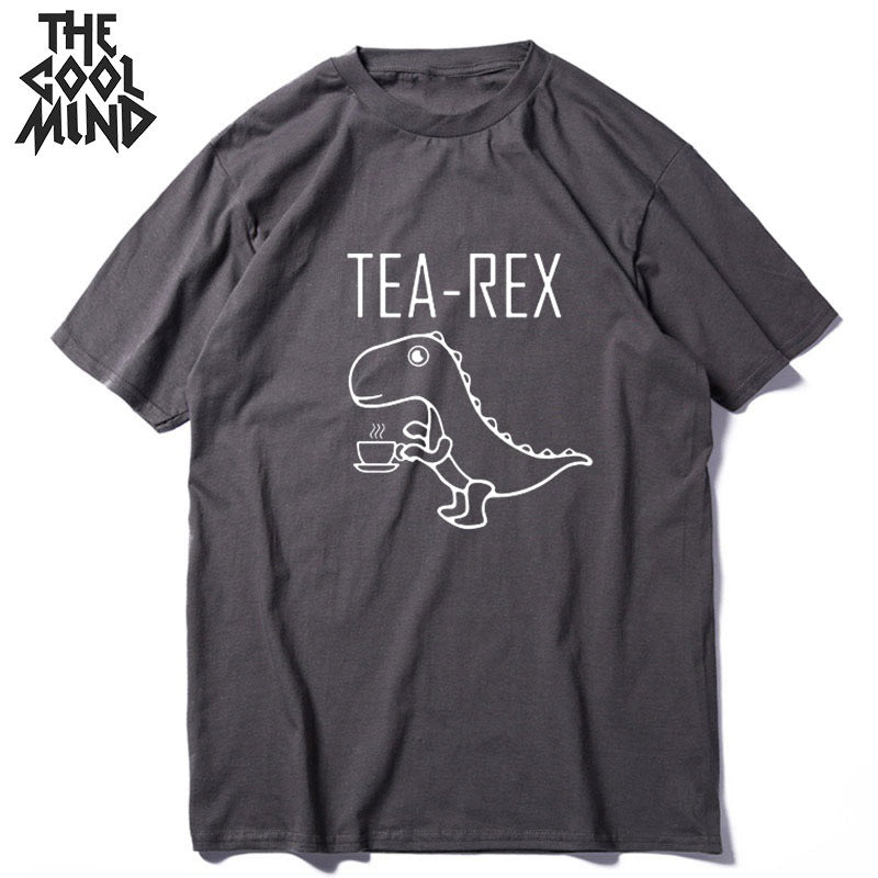 Coolmind 100% Cotton Cool Tea-Rex Print Men Tshirt Cool Lovely Tee Shirts Mens Short Sleeve Summer T-Shirt O-Neck T-Shirt Tops