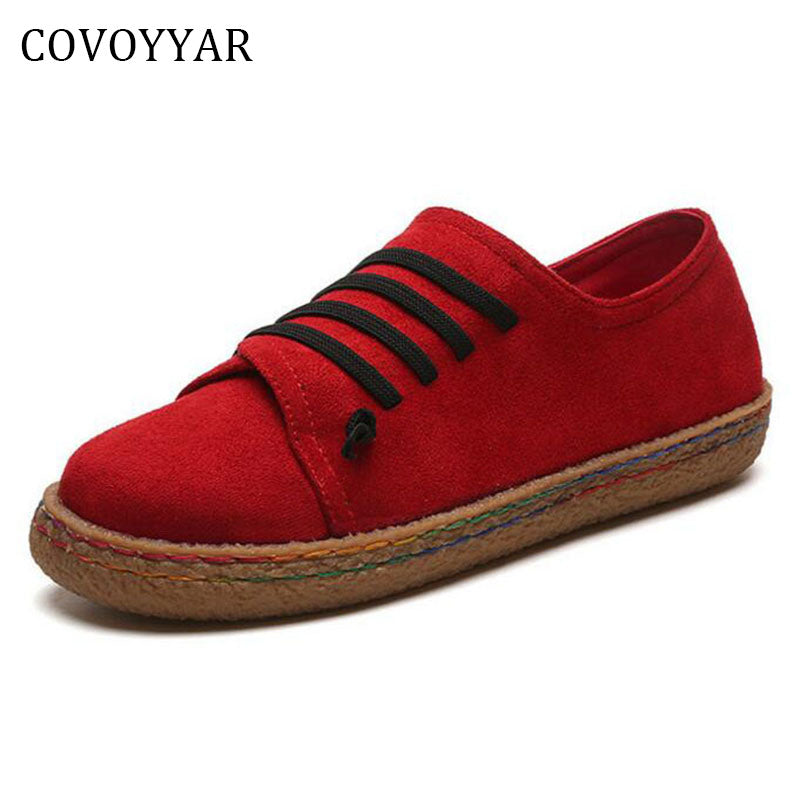 Covoyyar 2022 Spring Causal Flat Women Shoes Special Lace Up Canvas Lady Shoes Comfort Slip On Wfs278