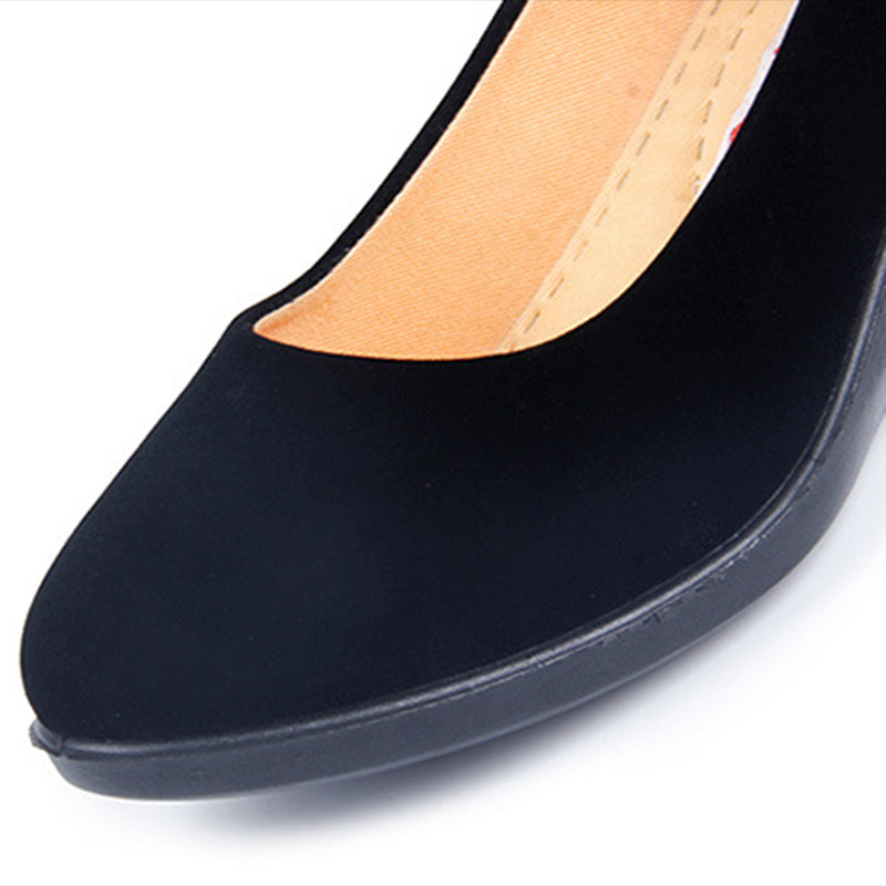 Covoyyar 2022 Wedge Women'S Shoes Spring Autumn Flock Soft Women Pumps Slip On Casual Black Shoes Plus Size 40 Whh562
