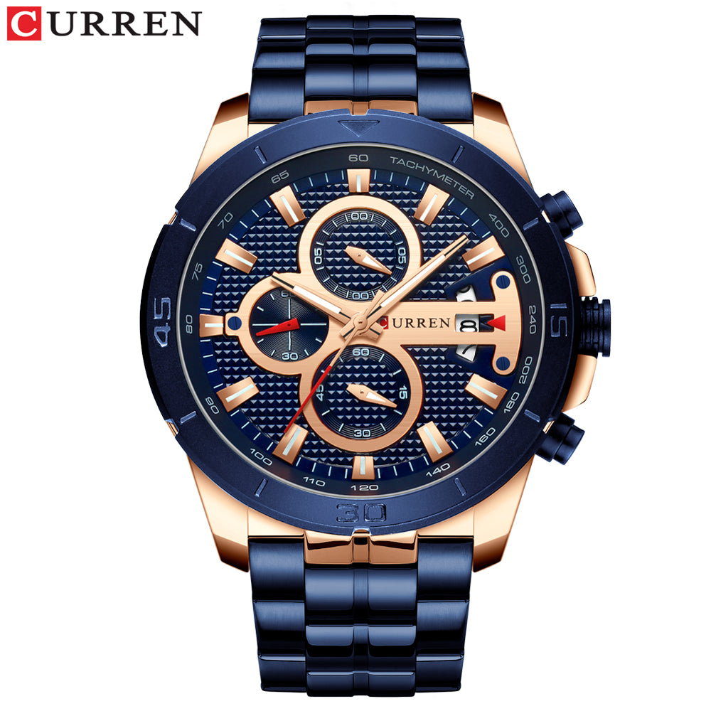 Curren Business Men Watch Luxury Brand Stainless Steel Wrist Watch Chronograph Army Military Quartz Watches Relogio Masculino