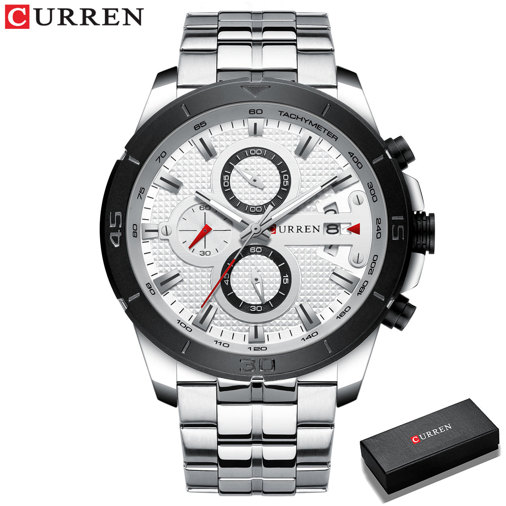 Curren Business Men Watch Luxury Brand Stainless Steel Wrist Watch Chronograph Army Military Quartz Watches Relogio Masculino