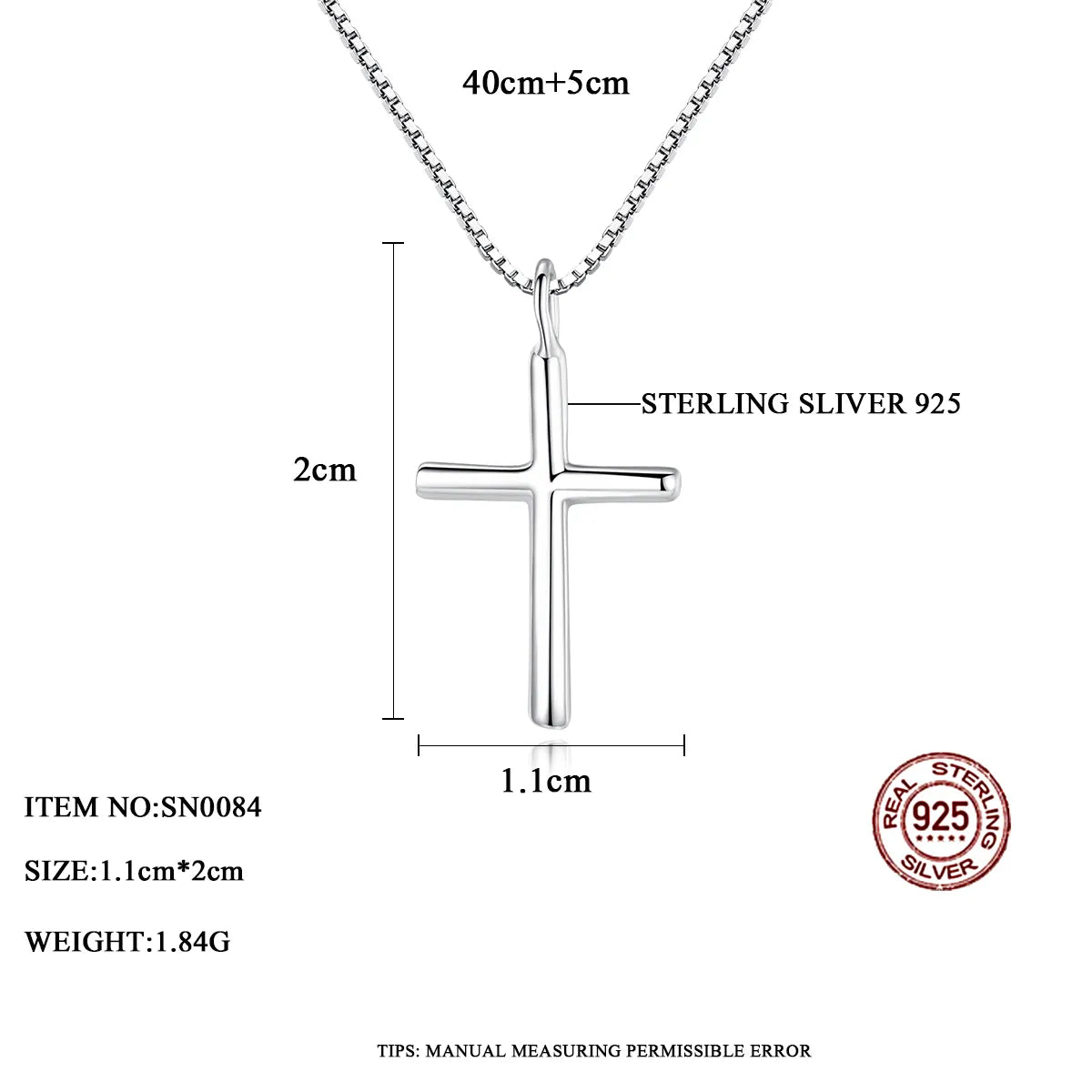 Czcity 925 Original Silver Cross Pendant Necklace Trendy Punk Fashion Men And Women Box Chian Necklaces Hip Hop Delicate Jewelry