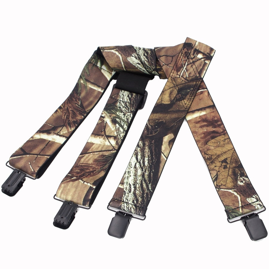 Camouflage Suspenders Man'S Braces Male Vintage Outdoor Straps Bretelles Adult 4 Clips Suspensorio Ligas Tirantes 5*120Cm