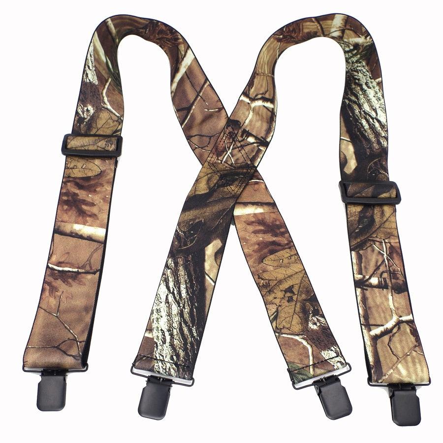 Camouflage Suspenders Man'S Braces Male Vintage Outdoor Straps Bretelles Adult 4 Clips Suspensorio Ligas Tirantes 5*120Cm