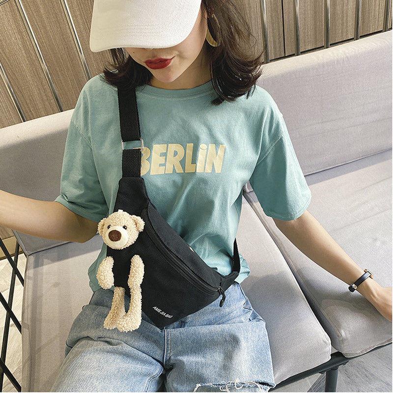 Canvas Banana Bag Waist Fanny Pack With Earphone Hole Crossbody Chest Pouch Travel Bum Hip Waistbag 2020 Phone Belt Bags