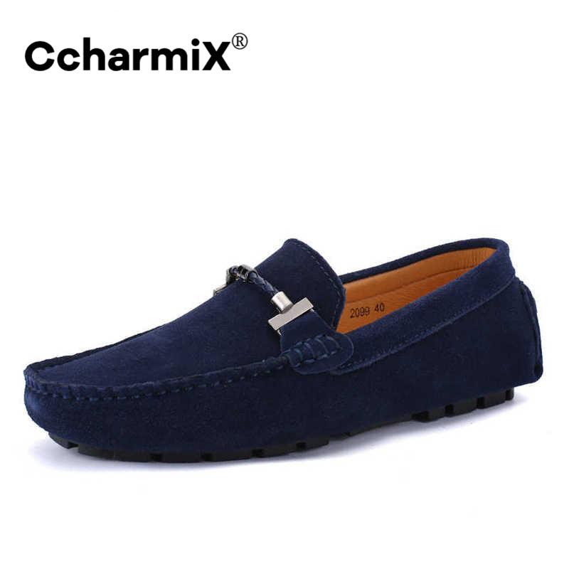 Ccharmix Brand Summer Spring Genuine Leather Mens Flats Men Casual Moccasins Men Luxury Fashion Slip On Driving Shoes Big Size