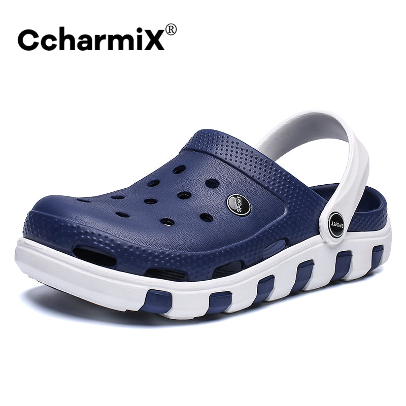 Ccharmix Men Sandals Summer Beach Rubber Clogs Top Quality Fashion Slip On Mens Clogs Garden Shoes Male Footwear Big Size