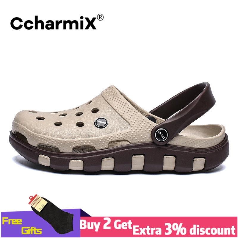 Ccharmix Men Sandals Summer Beach Rubber Clogs Top Quality Fashion Slip On Mens Clogs Garden Shoes Male Footwear Big Size