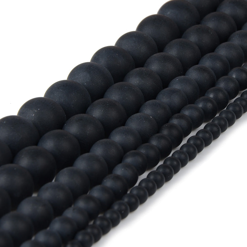 Chanfar Dull Polish Black Agates Onyx Beads Matte Round Natural Stone Beads For Making Diy Jewelry 4 6 8 10 12Mm Size