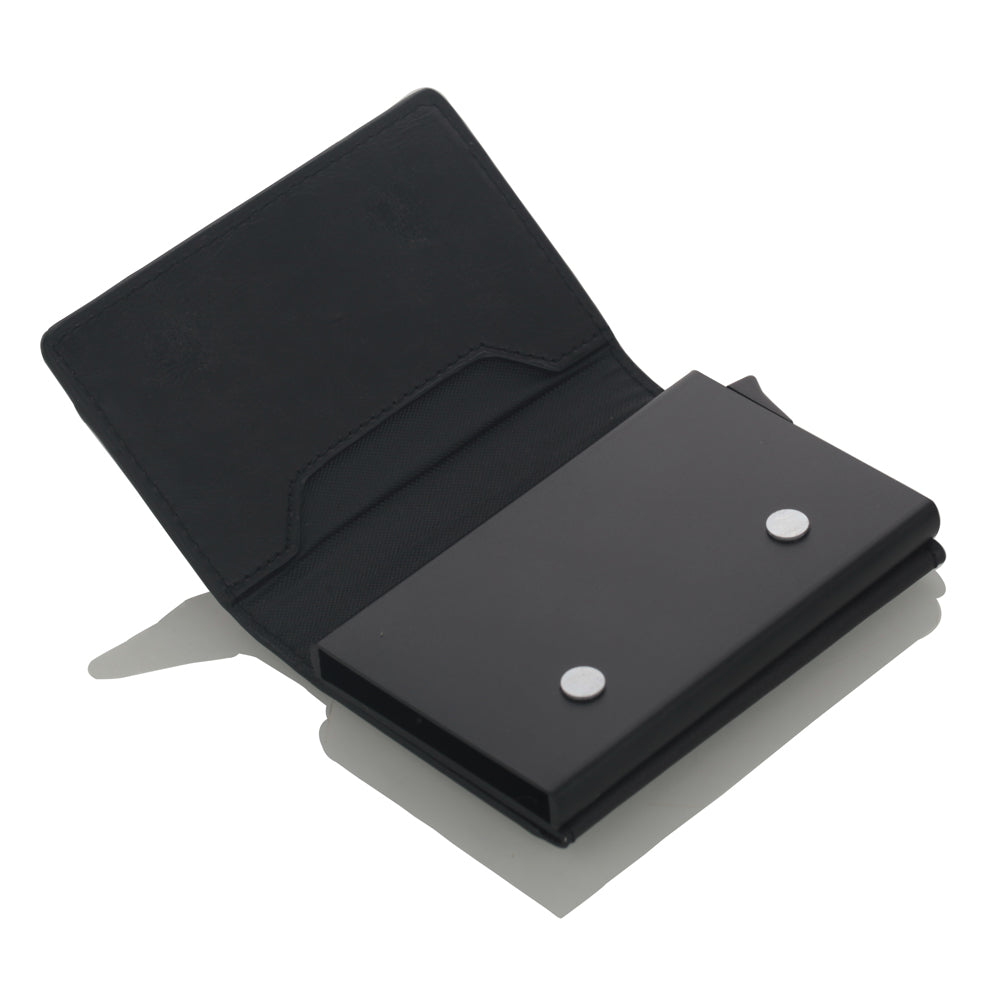 Cizicoco Credit Card Holder 2020 New Aluminum Box Card Wallet Rfid Pu Leather Pop Up Card Case Magnet Carbon Fiber Coin Purse