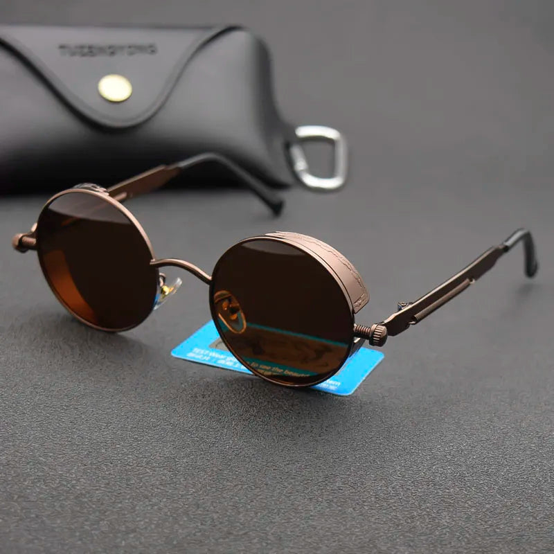 Classic Gothic Steampunk Sunglasses Polarized Men Women Brand Designer Vintage Round Metal Frame Sun Glasses High Quality Uv400