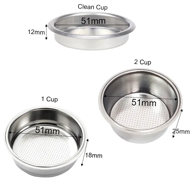 Coffee Filter 1Cup 2Cup 4Cup Blind Bowl 51/53/58Mm Non Pressurized Portafilter Basket Dosing Ring Brush Milk Cup For Filters