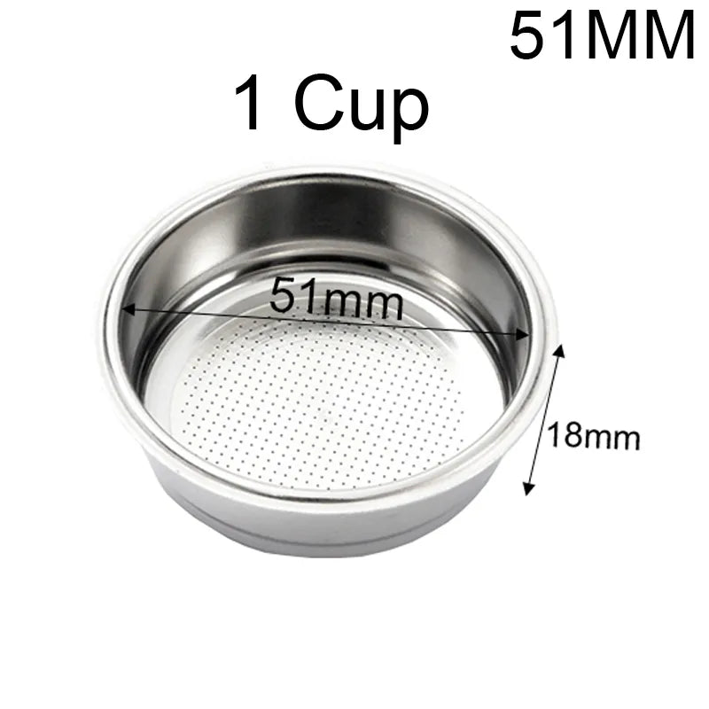 Coffee Filter 1Cup 2Cup 4Cup Blind Bowl 51/53/58Mm Non Pressurized Portafilter Basket Dosing Ring Brush Milk Cup For Filters