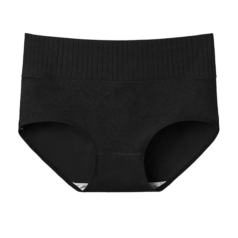 Cotton Women&#39;S Underwear Panties High Waist Briefs Solid Color Breathable Underpants Seamless Soft Lingerie Girls Fashion Briefs