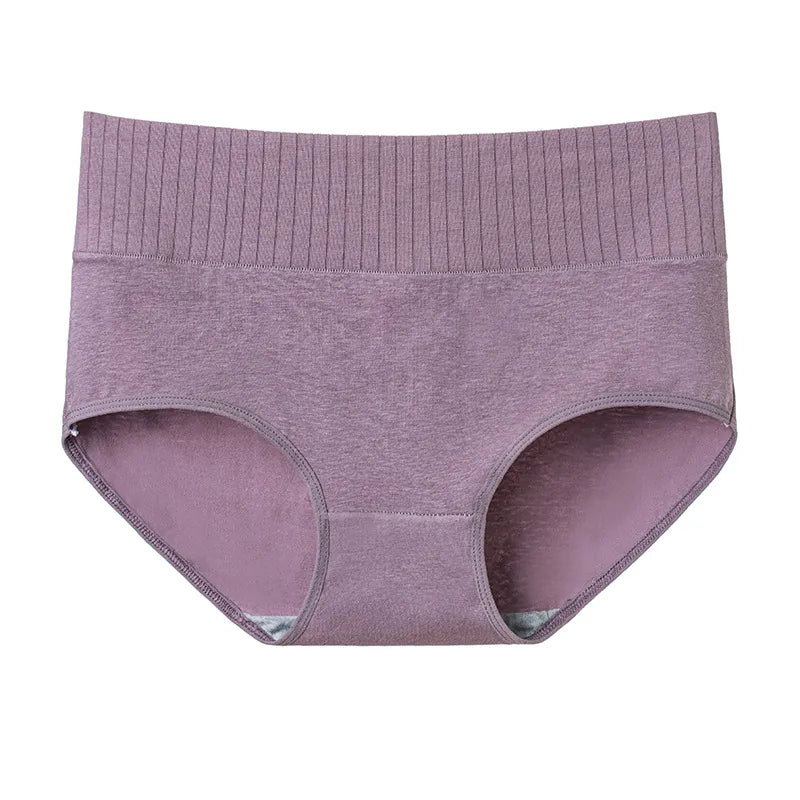 Cotton Women&#39;S Underwear Panties High Waist Briefs Solid Color Breathable Underpants Seamless Soft Lingerie Girls Fashion Briefs