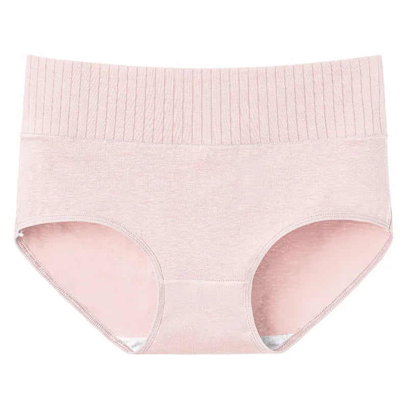 Cotton Women&#39;S Underwear Panties High Waist Briefs Solid Color Breathable Underpants Seamless Soft Lingerie Girls Fashion Briefs