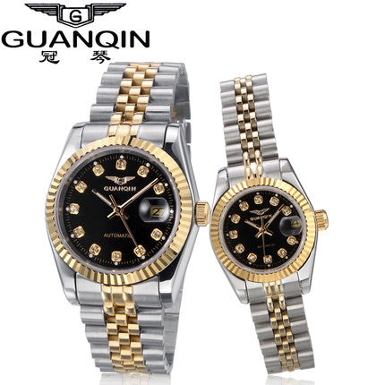 Couple Watch Guanqin Top Brand Luxury Automatic Mechanical Watch Stainless Steel Waterproof Clock Relogio Masculino Couple Gift