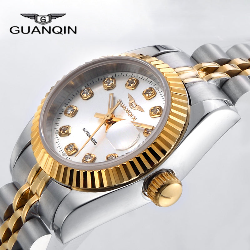 Couple Watch Guanqin Top Brand Luxury Automatic Mechanical Watch Stainless Steel Waterproof Clock Relogio Masculino Couple Gift
