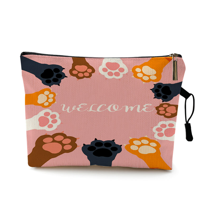 Cute Black Cat Cats Footprints Cosmetic Bag Cases Makeup Bag Animal Pattern Women Combination Gift Organizer Bag Travel School