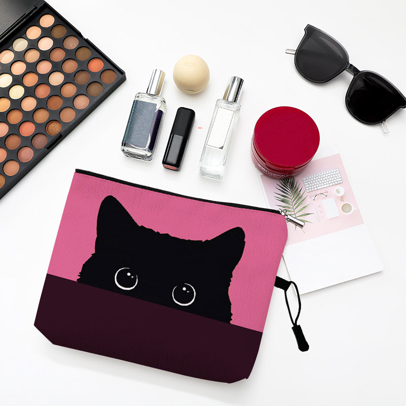 Cute Black Cat Cats Footprints Cosmetic Bag Cases Makeup Bag Animal Pattern Women Combination Gift Organizer Bag Travel School