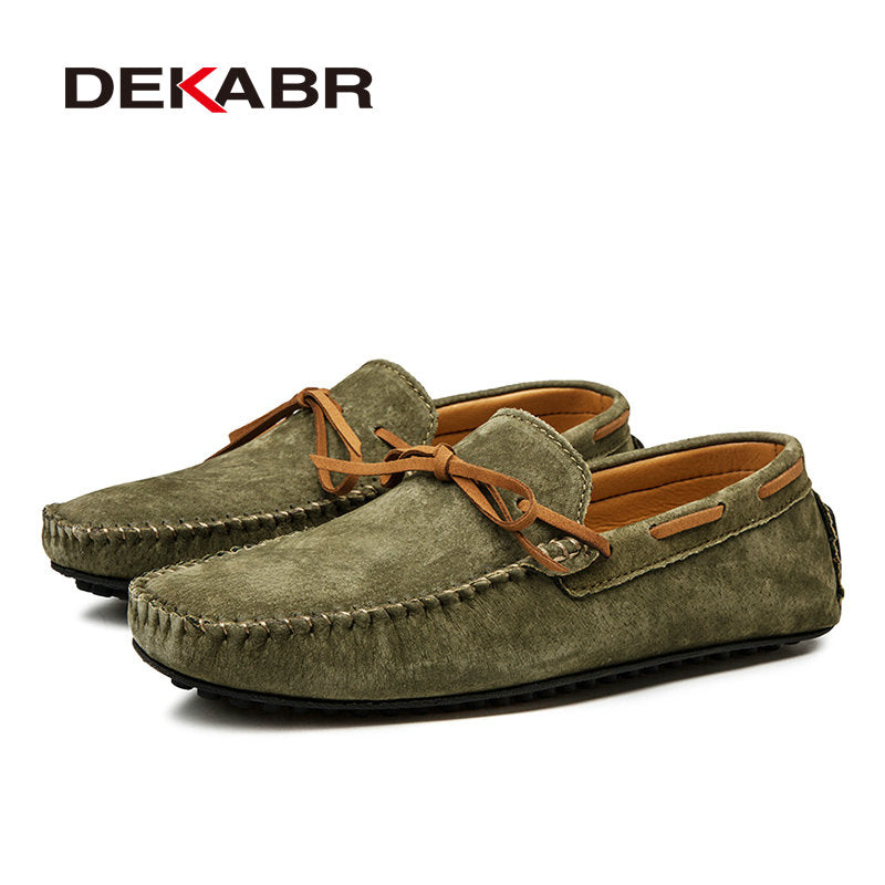 Dekabr Casual Men Genuine Leather Shoes Summer Breathable Green Men'S Loafers Leather Shoes Sapato Masculino Zapatos Hombre