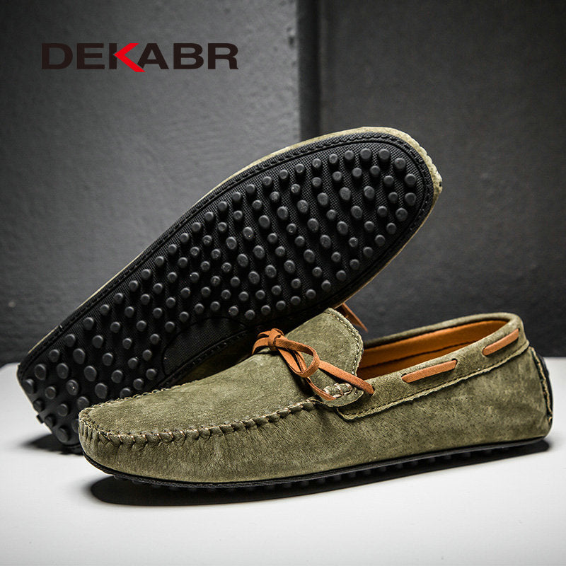 Dekabr Casual Men Genuine Leather Shoes Summer Breathable Green Men'S Loafers Leather Shoes Sapato Masculino Zapatos Hombre