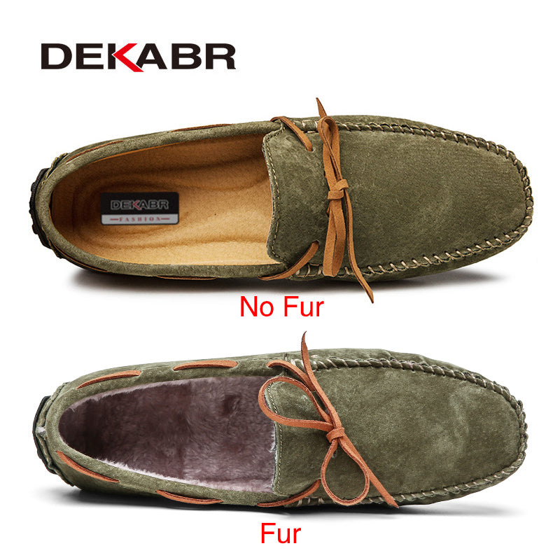 Dekabr Casual Men Genuine Leather Shoes Summer Breathable Green Men'S Loafers Leather Shoes Sapato Masculino Zapatos Hombre