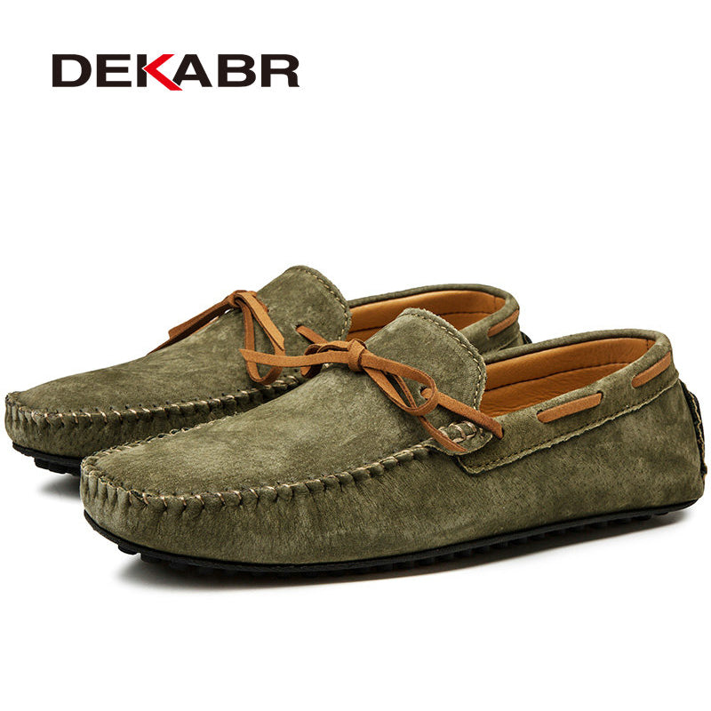 Dekabr Casual Men Genuine Leather Shoes Summer Breathable Green Men'S Loafers Leather Shoes Sapato Masculino Zapatos Hombre