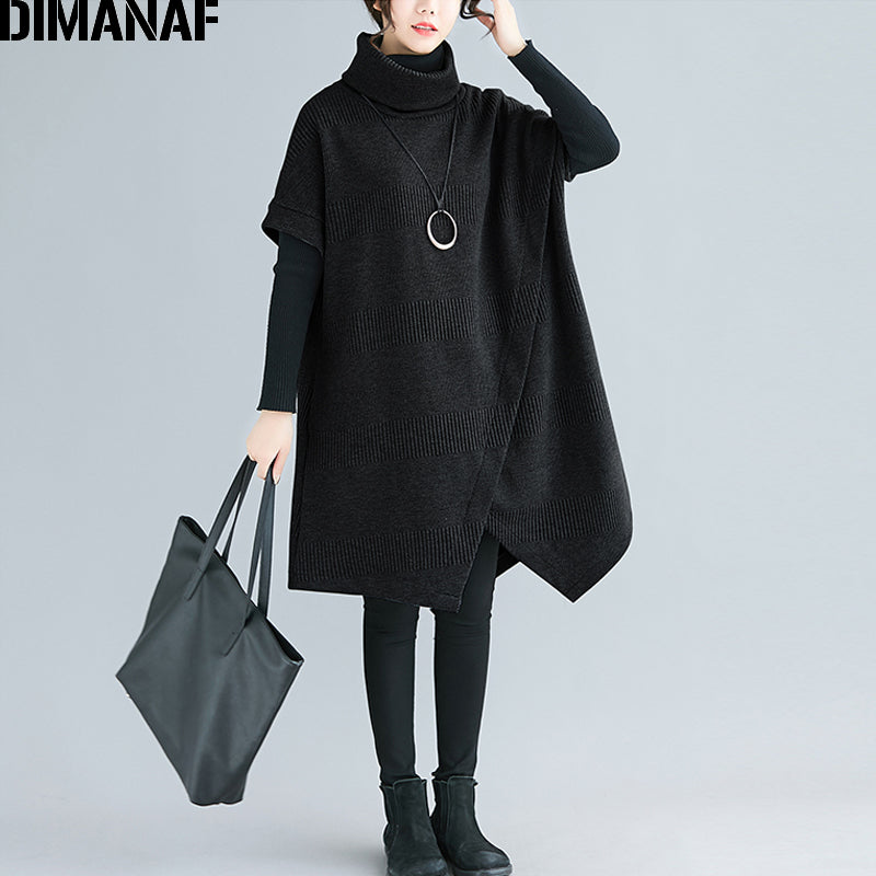 Dimanaf Oversize Winter Autumn Women Pullovers Sweatshirts Cotton Thicken Oversize Turtleneck Lady Tops Female Loose Bat Sleeve