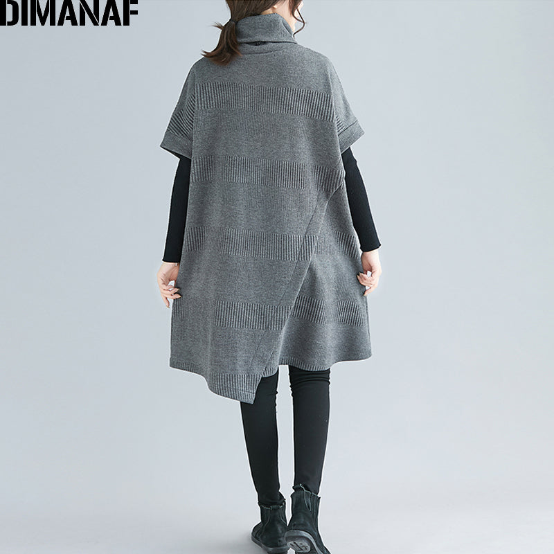 Dimanaf Oversize Winter Autumn Women Pullovers Sweatshirts Cotton Thicken Oversize Turtleneck Lady Tops Female Loose Bat Sleeve