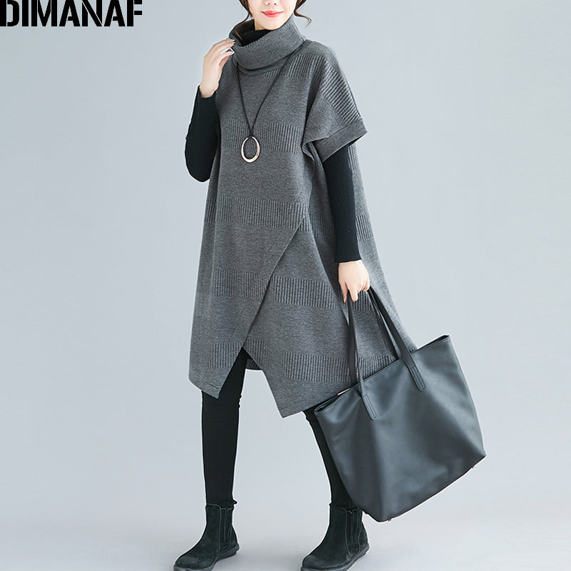 Dimanaf Oversize Winter Autumn Women Pullovers Sweatshirts Cotton Thicken Oversize Turtleneck Lady Tops Female Loose Bat Sleeve