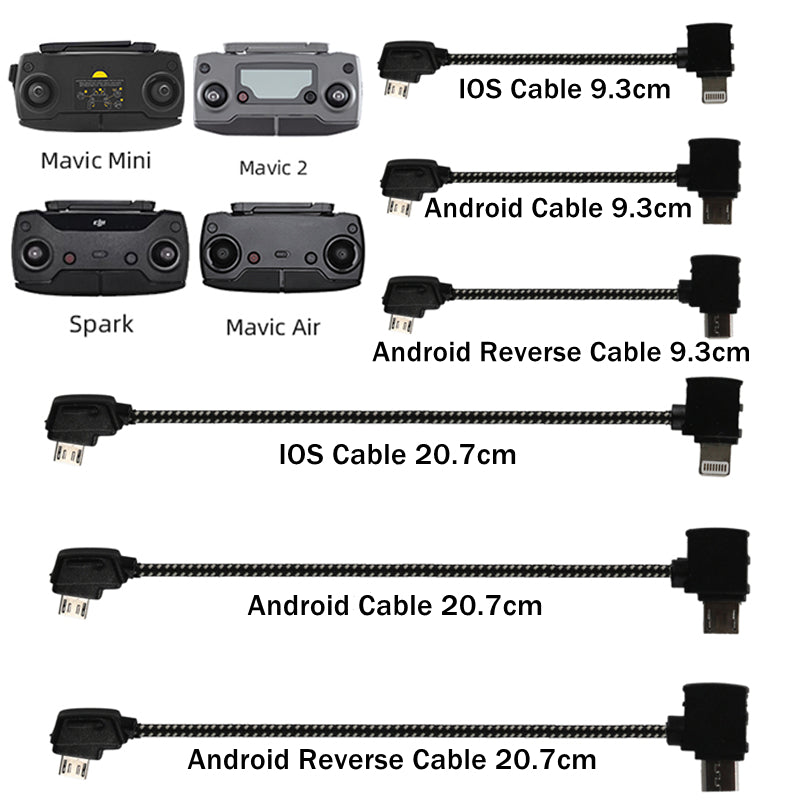 Data Cable For Dji Mavic Pro/Mini/Se/Air/2 Pro Zoom/Spark Drone Remote Controller Tablet Phone Type-C Micro-Usb Ios Cable