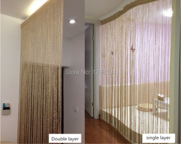 Decorative Silver String Curtain 200*100Cm/300*300Cm Door Window Tassel Curtain Valance Room Divider Wedding Diy Home Decor