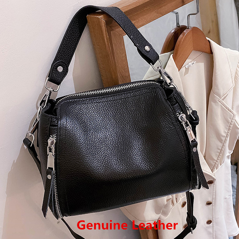 Designer Genuine Leather Messenger Bags For Women High Capacity Handbags Travel Luxury Cowhide Crossbody Bag Female Shoulder Bag