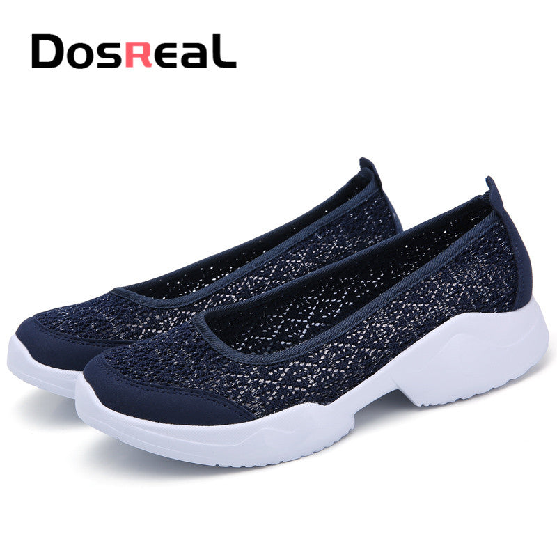 Dosreal Autumn Women Shoes Women Breathable Mesh Sneakers Shoes Ballet Flats Ladies Slip On Flats Loafers Shoes Plus Size