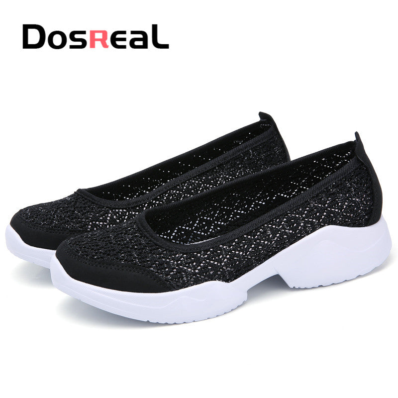 Dosreal Autumn Women Shoes Women Breathable Mesh Sneakers Shoes Ballet Flats Ladies Slip On Flats Loafers Shoes Plus Size