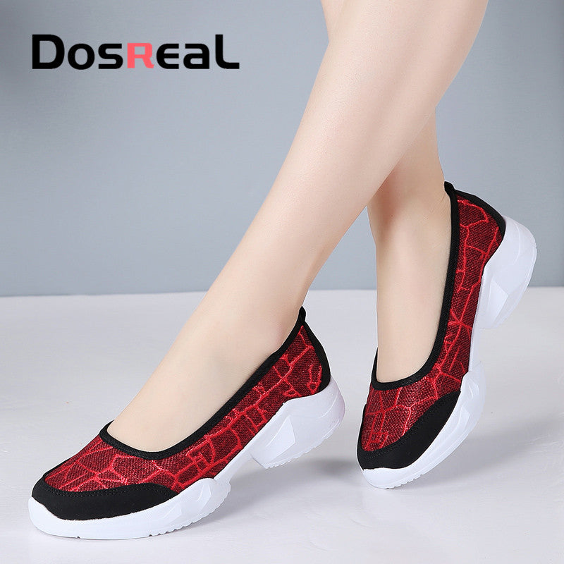 Dosreal Autumn Women Shoes Women Breathable Mesh Sneakers Shoes Ballet Flats Ladies Slip On Flats Loafers Shoes Plus Size