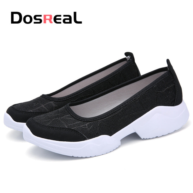 Dosreal Autumn Women Shoes Women Breathable Mesh Sneakers Shoes Ballet Flats Ladies Slip On Flats Loafers Shoes Plus Size