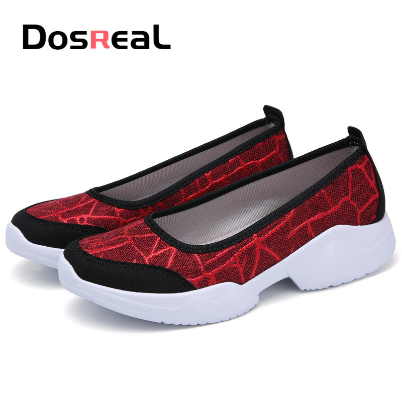 Dosreal Autumn Women Shoes Women Breathable Mesh Sneakers Shoes Ballet Flats Ladies Slip On Flats Loafers Shoes Plus Size