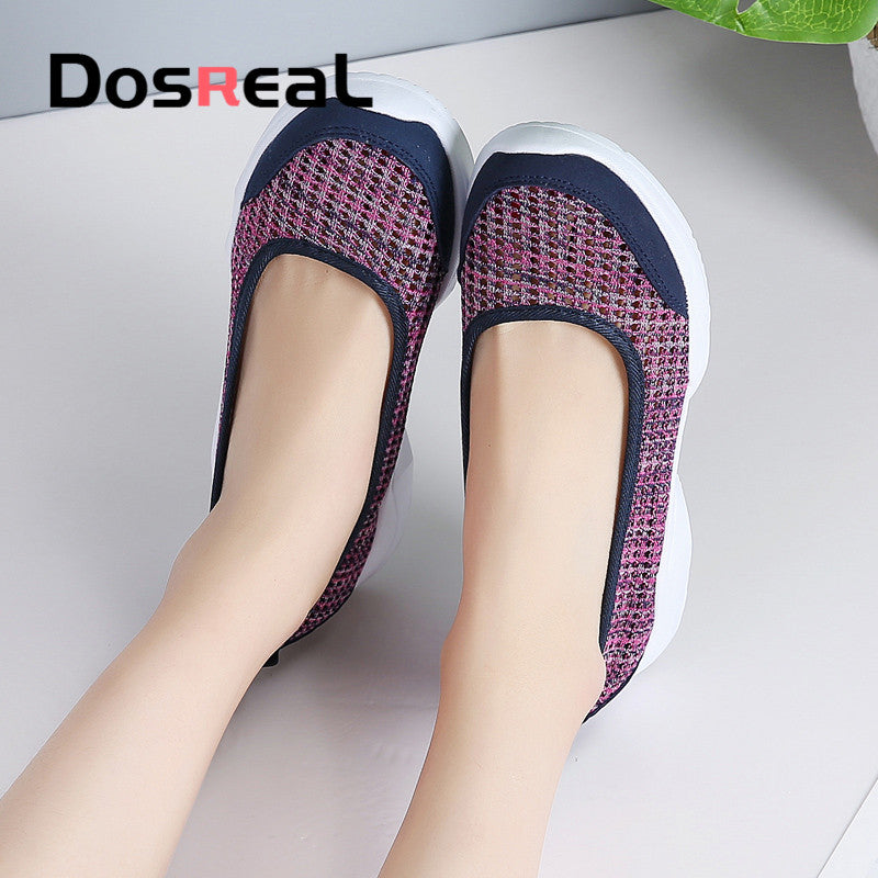 Dosreal Autumn Women Shoes Women Breathable Mesh Sneakers Shoes Ballet Flats Ladies Slip On Flats Loafers Shoes Plus Size