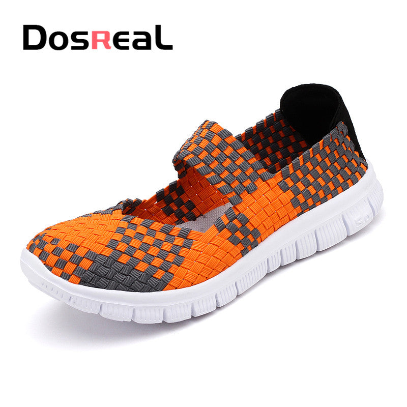 Dosreal Women New Arrival Casual Shoes Ladies Colorful Woven Shoes Light Fashion Flats Shoes Sneakers For Females Big Size