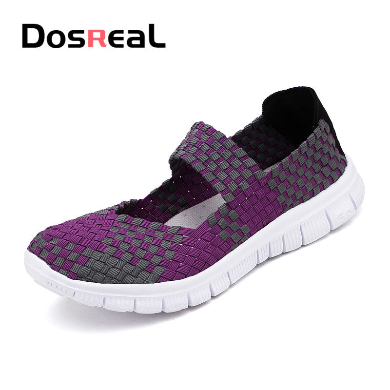 Dosreal Women New Arrival Casual Shoes Ladies Colorful Woven Shoes Light Fashion Flats Shoes Sneakers For Females Big Size