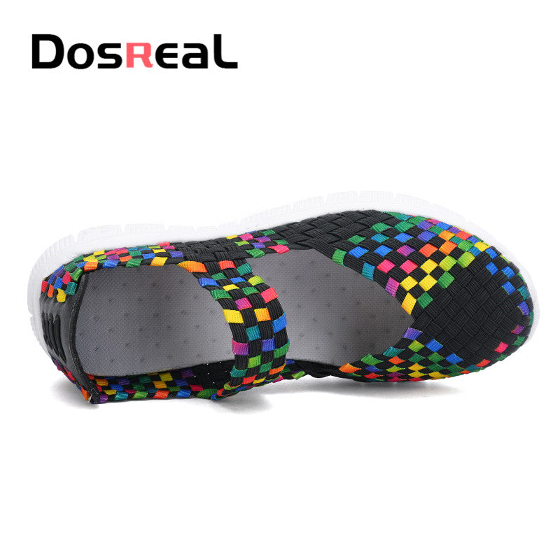 Dosreal Women New Arrival Casual Shoes Ladies Colorful Woven Shoes Light Fashion Flats Shoes Sneakers For Females Big Size